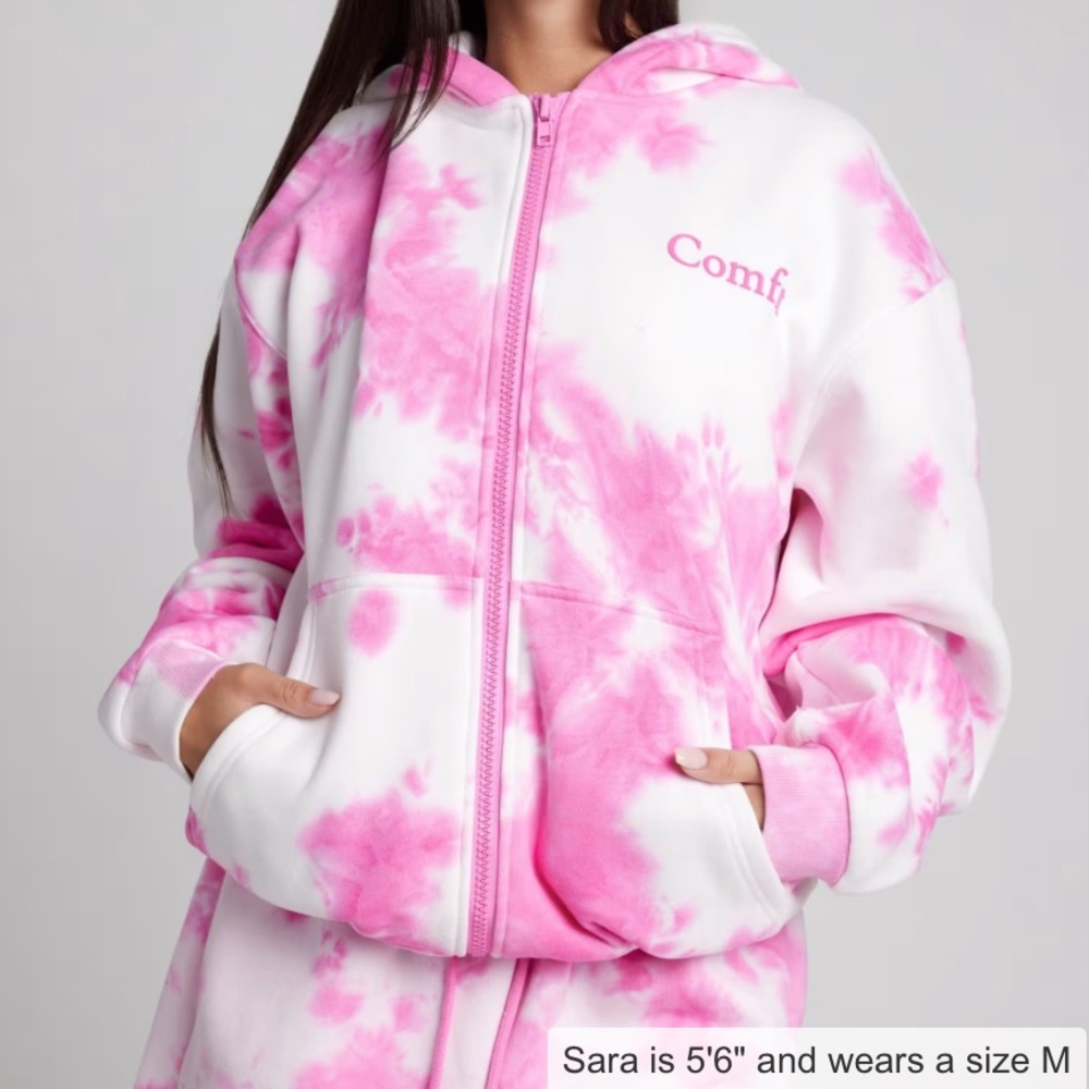 Comfrt Minimalist Tie Dye Zip Hoodie Small